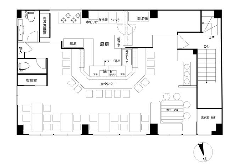 JR中央本線【⽴川】徒歩2分！店内の中心をぐるりと囲むカウンター付きの居抜き物件★（渡辺ビル 2Ｆ）